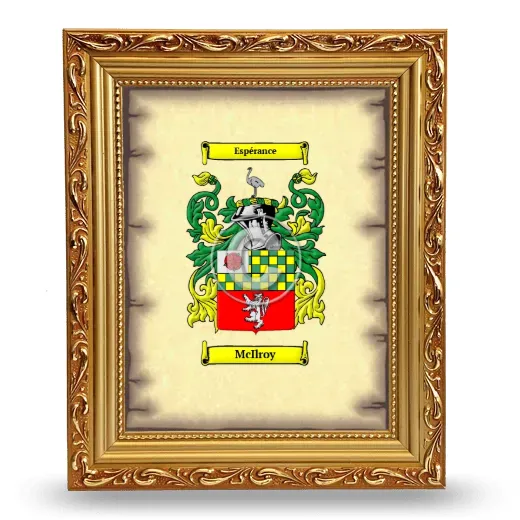 McIlroy Coat of Arms Framed - Gold
