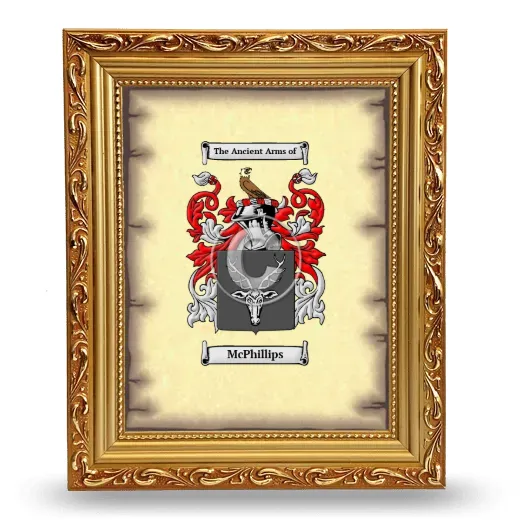 McPhillips Coat of Arms Framed - Gold
