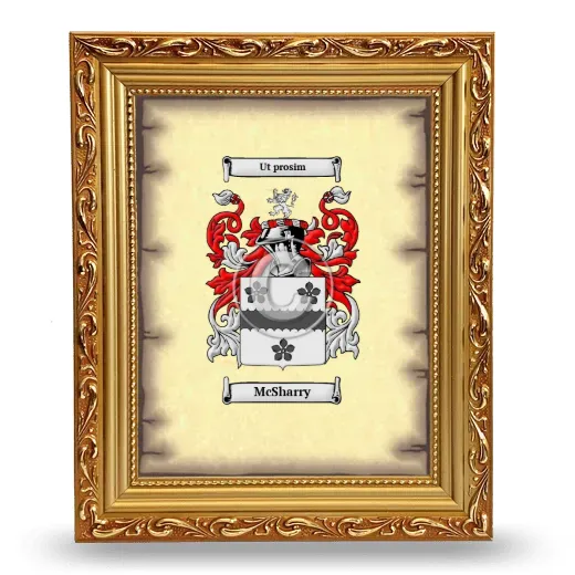 McSharry Coat of Arms Framed - Gold
