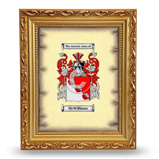 McWilliams Coat of Arms Framed - Gold