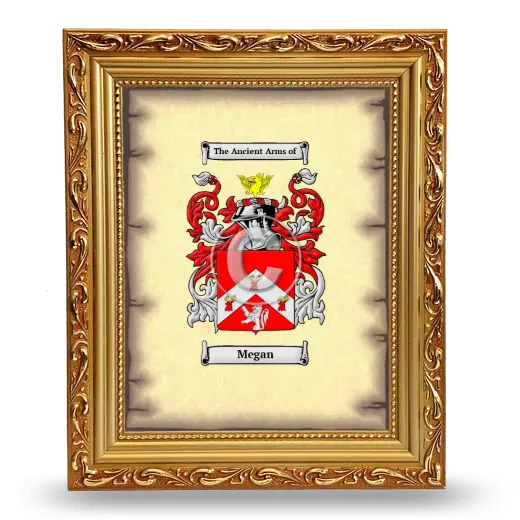 Megan Coat of Arms Framed - Gold
