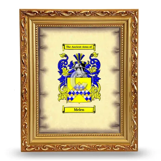 Melen Coat of Arms Framed - Gold
