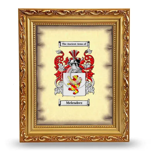 Melendrez Coat of Arms Framed - Gold