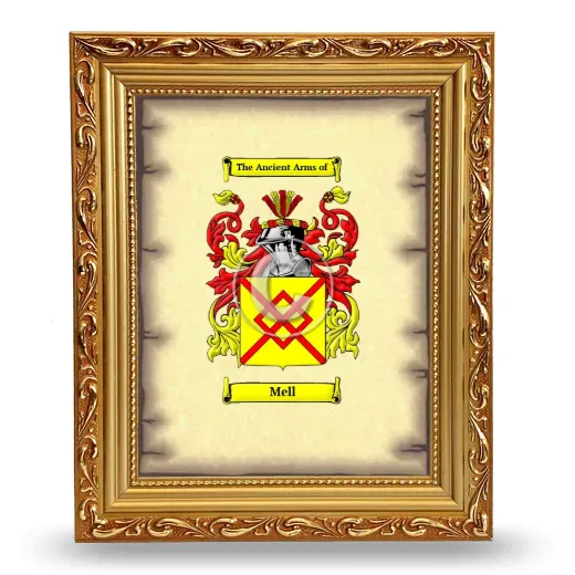 Mell Coat of Arms Framed - Gold