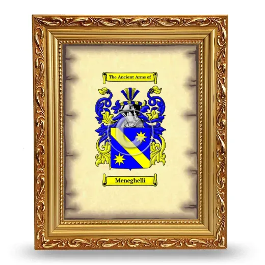 Meneghelli Coat of Arms Framed - Gold