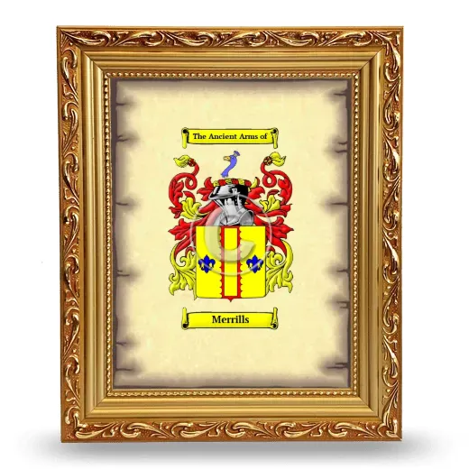 Merrills Coat of Arms Framed - Gold