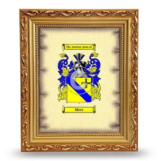Merz Coat of Arms Framed - Gold