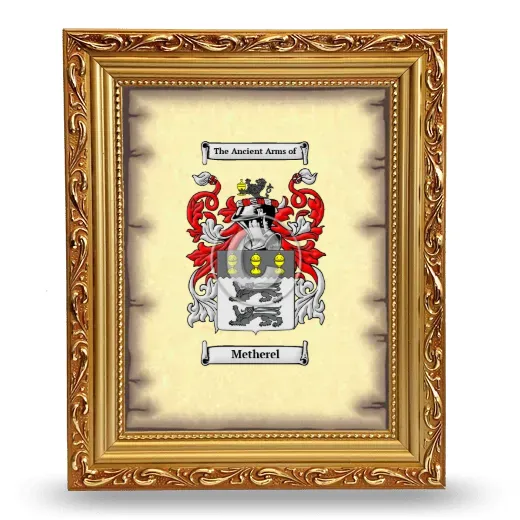 Metherel Coat of Arms Framed - Gold