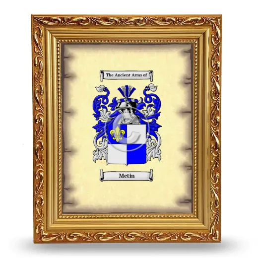 Metin Coat of Arms Framed - Gold