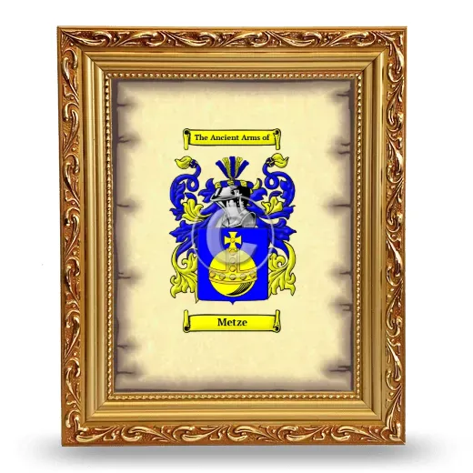 Metze Coat of Arms Framed - Gold