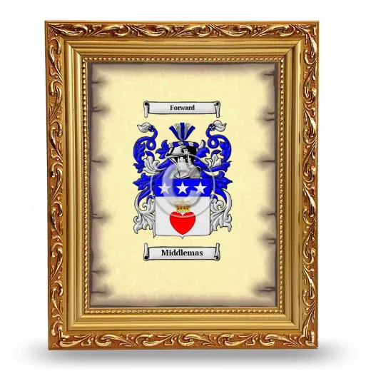 Middlemas Coat of Arms Framed - Gold