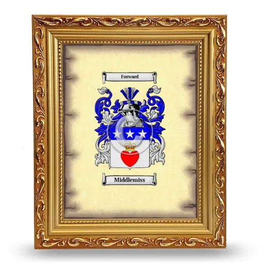 Middlemiss Coat of Arms Framed - Gold
