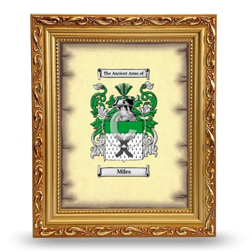 Miles Coat of Arms Framed - Gold