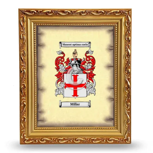 Millar Coat of Arms Framed - Gold