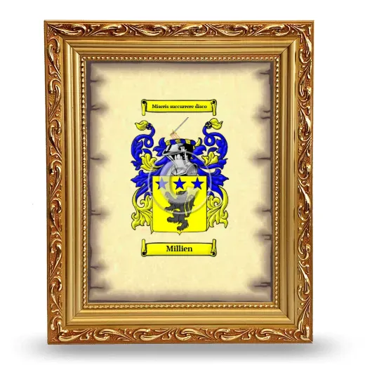 Millien Coat of Arms Framed - Gold