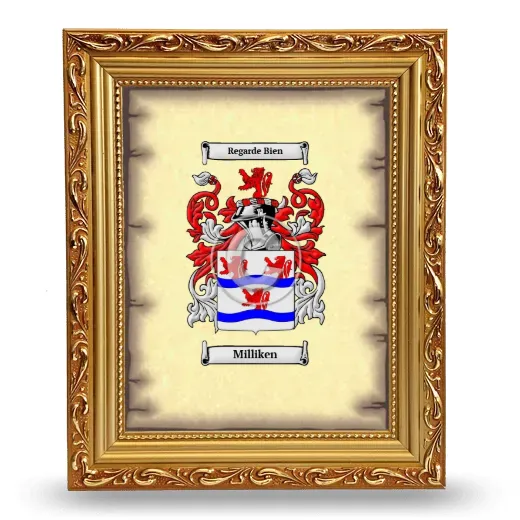 Milliken Coat of Arms Framed - Gold