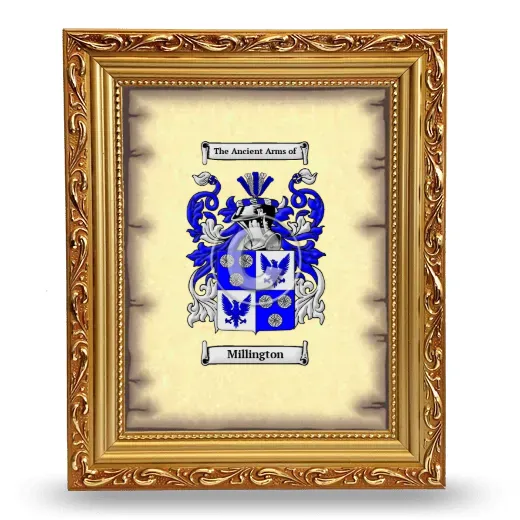 Millington Coat of Arms Framed - Gold