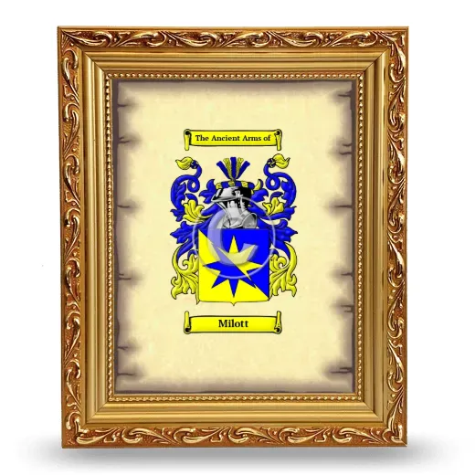 Milott Coat of Arms Framed - Gold
