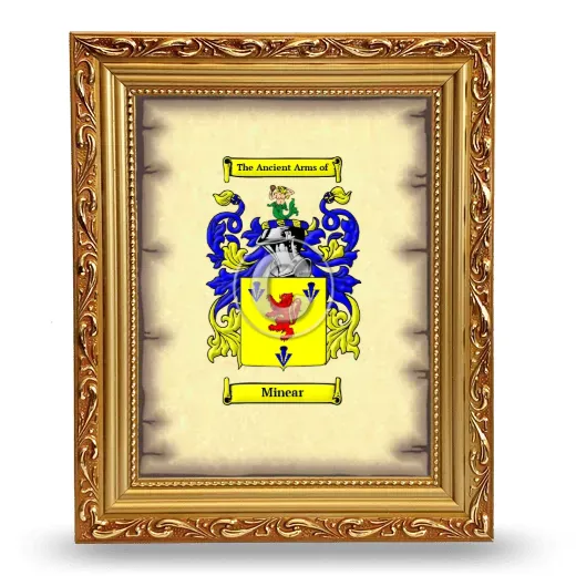 Minear Coat of Arms Framed - Gold