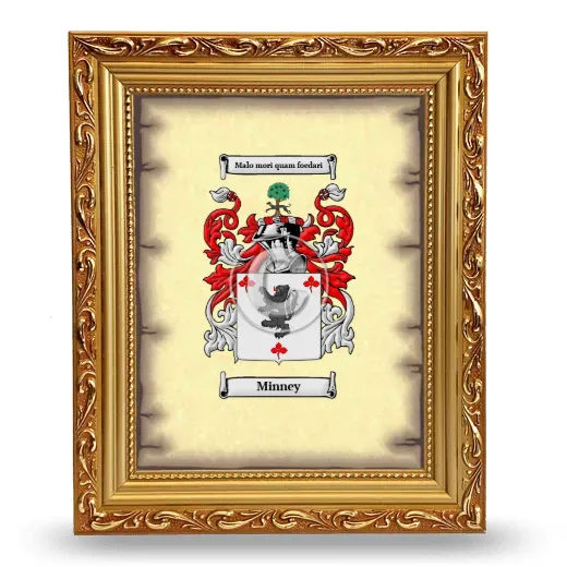 Minney Coat of Arms Framed - Gold