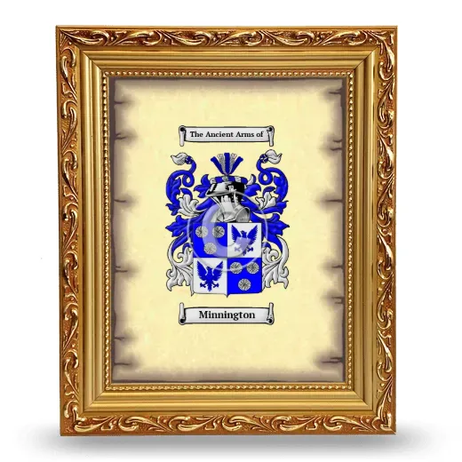 Minnington Coat of Arms Framed - Gold