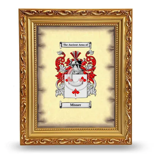 Misner Coat of Arms Framed - Gold