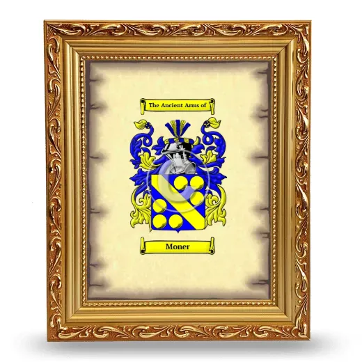 Moner Coat of Arms Framed - Gold