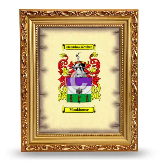 Monkhouse Coat of Arms Framed - Gold