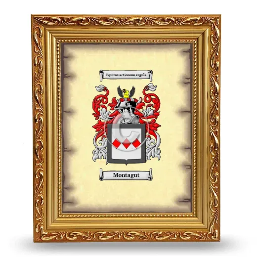 Montagut Coat of Arms Framed - Gold