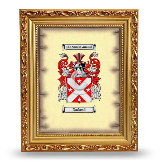 Nadaud Coat of Arms Framed - Gold