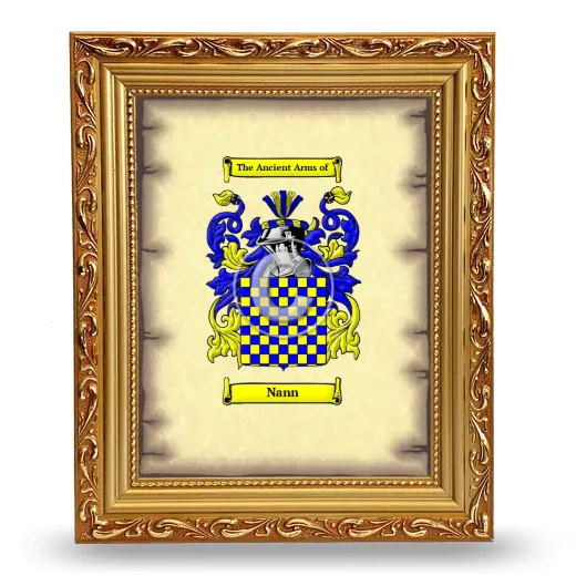 Nann Coat of Arms Framed - Gold