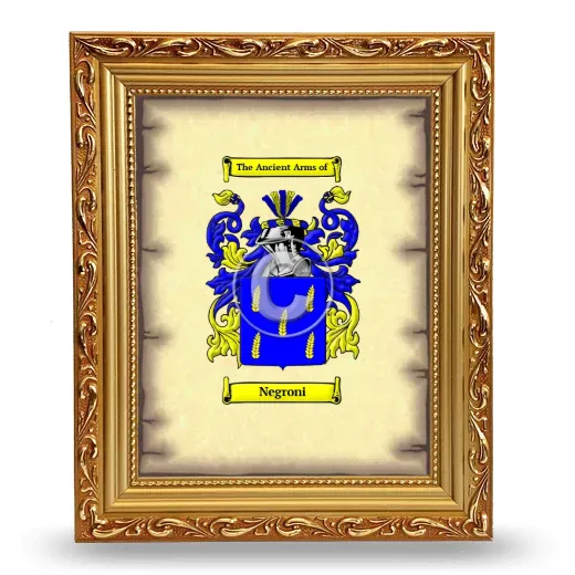Negroni Coat of Arms Framed - Gold