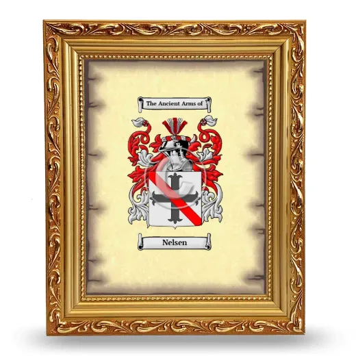 Nelsen Coat of Arms Framed - Gold