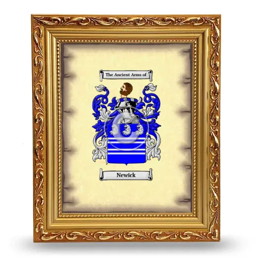 Newick Coat of Arms Framed - Gold