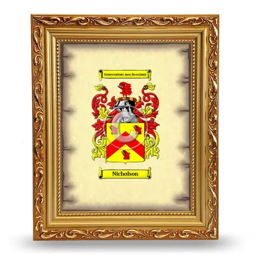 Nicholson Coat of Arms Framed - Gold