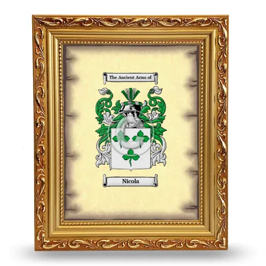 Nicola Coat of Arms Framed - Gold
