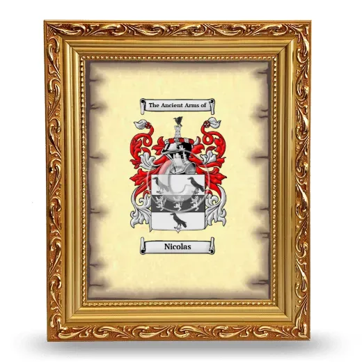 Nicolas Coat of Arms Framed - Gold