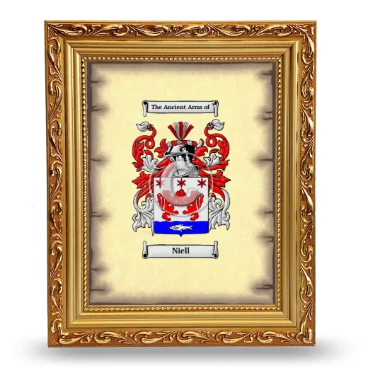 Niell Coat of Arms Framed - Gold