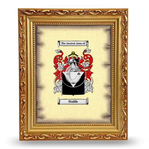 Nodds Coat of Arms Framed - Gold