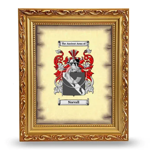 Norvall Coat of Arms Framed - Gold