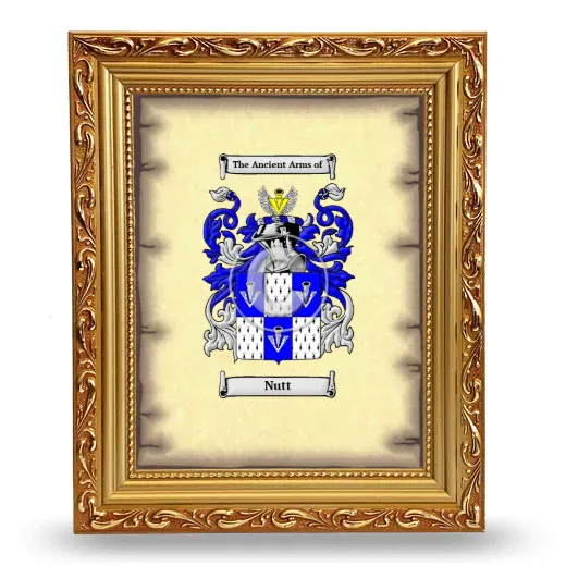 Nutt Coat of Arms Framed - Gold