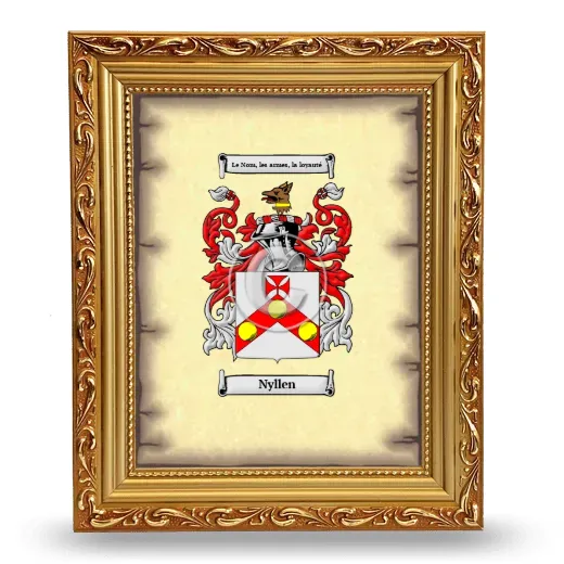 Nyllen Coat of Arms Framed - Gold