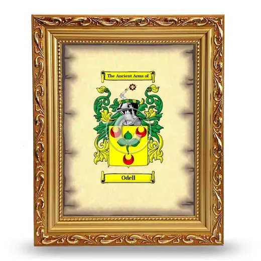 Odell Coat of Arms Framed - Gold