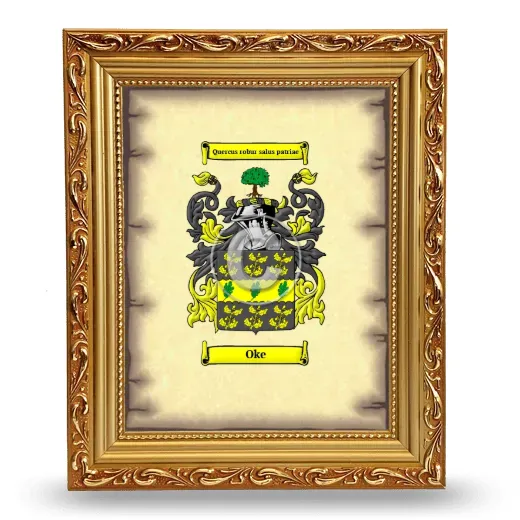Oke Coat of Arms Framed - Gold