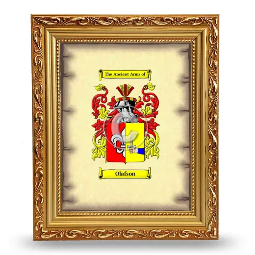 Olafson Coat of Arms Framed - Gold