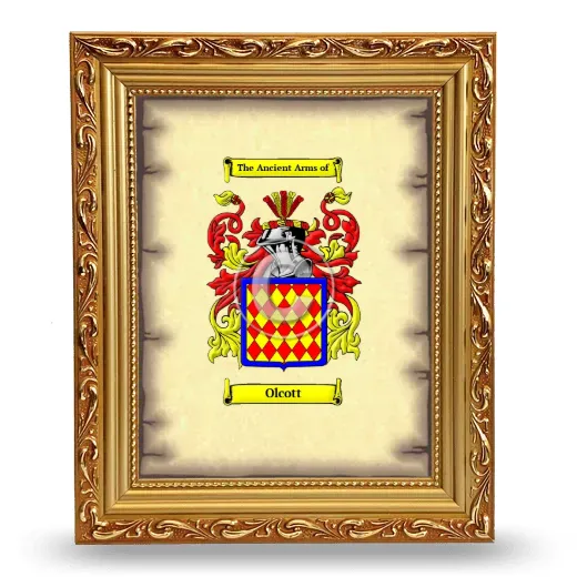 Olcott Coat of Arms Framed - Gold