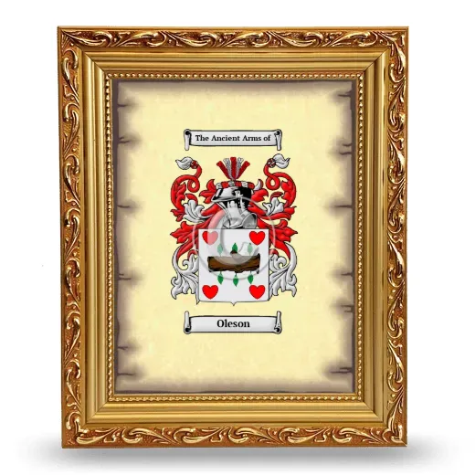 Oleson Coat of Arms Framed - Gold