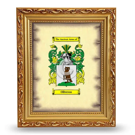 Oliveros Coat of Arms Framed - Gold