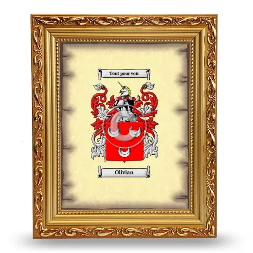 Olivian Coat of Arms Framed - Gold