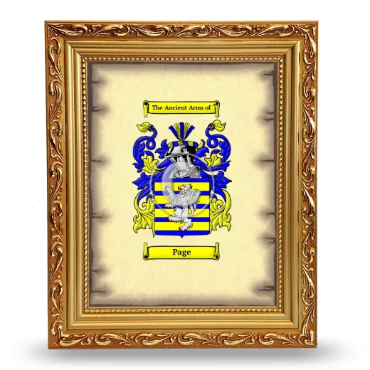 Page Coat of Arms Framed - Gold